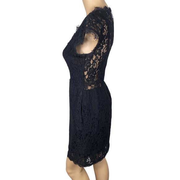 Babaton Aritzia Tobias Black Eyelash Lace Cap Sleeve Dress SZ 4 - Picture 10 of 14